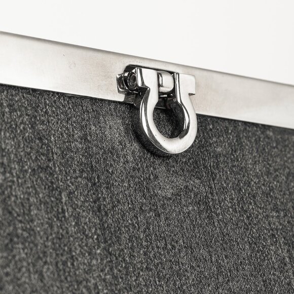 Salvatore Ferragamo Grey Flannel Gancini-Clasp Evening Bag - Picture 10 of 12